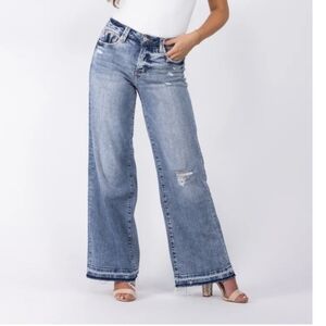 VERVET BY FLYING MONKEY Light Blue Wide Leg Jeans